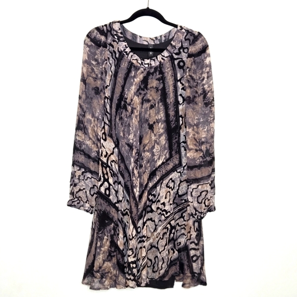 Gotha Marble Print Silk Long Sleeve  Mini Dress Size 2 - Picture 1 of 6